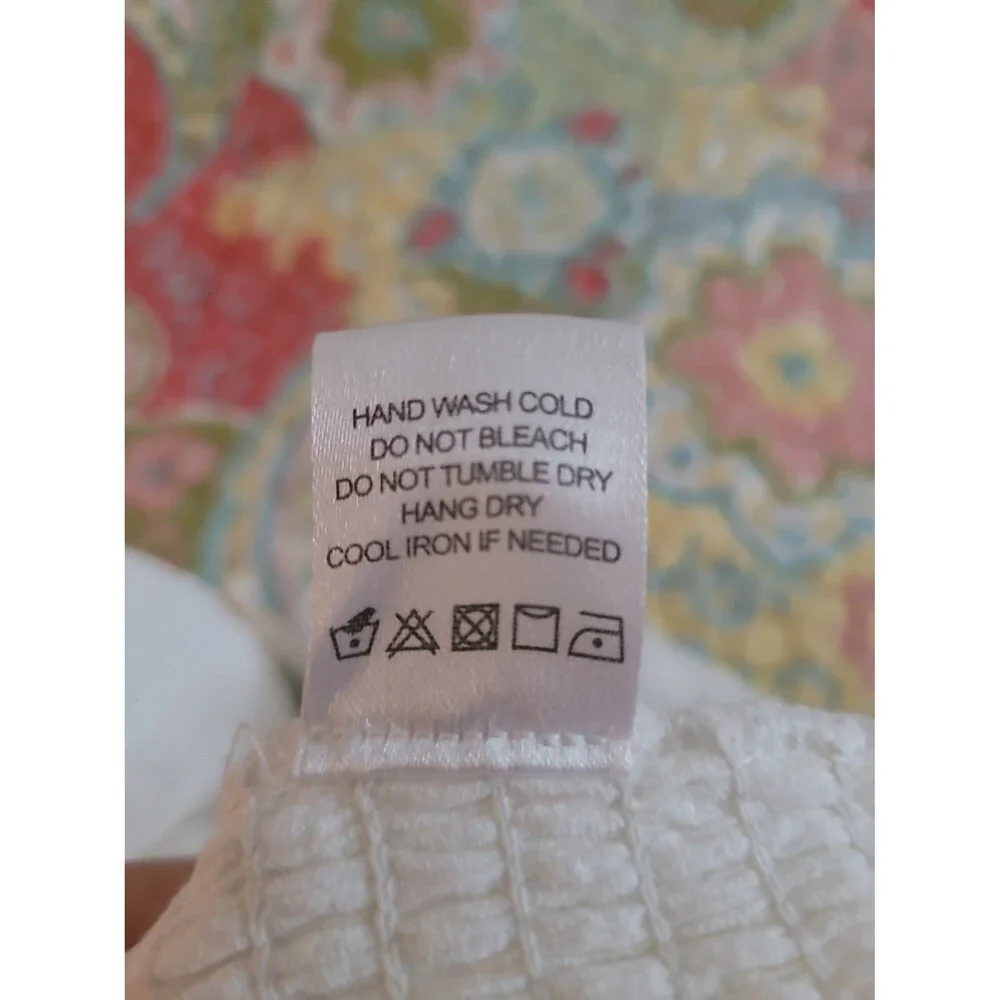 Majorelle White Cottagecore Smocked Crop Top Sz S Milkmaid Coquette Breathable - Picture 8 of 8